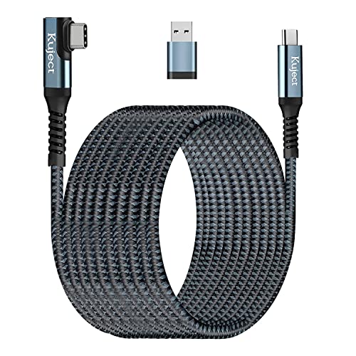 Compatible con Oculus Quest 2 Link Cable 6M USB 3.0 Tipo C a C, Kuject Nylon Trenzado Largo PC conectar Cable de Carga de extensión de Datos, Gran Realidad Virtual Accesorios de Juegos