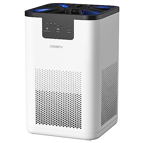 CONOPU Purificador De Aire Con Filtro Hepa H13, Air Purifier con Función de aromaterapia, Purificador De Aire Para Alergias Hogar con Filtración en 3 etapas, Luz nocturna