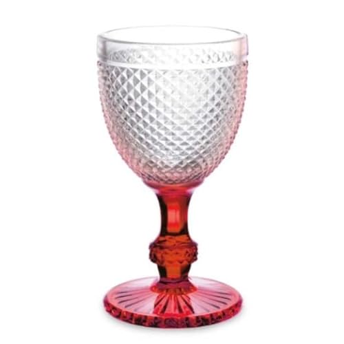 Copa de Vino Diamante Rojo Transparente Vidrio 330 ml (6 Unidades)