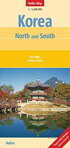 Corea del Norte y del Sur, mapa de carreteras. Escala 1:1.500.000. Nelles.: City map: Central Seoul