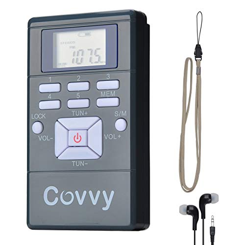 COVVY Mini Radio Receptor de FM Portátil Reloj Digital de Radio Estéreo con Auriculares para Conferencia Conferencia de Audición de Interpretación Simultánea, Equipo de la Guía