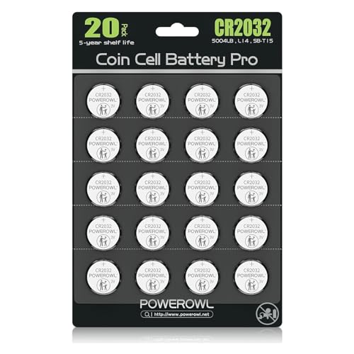 CR2032, POWEROWL Pilas Botón CR2032 de Litio de 3V, DL2032/ KCR2032 / BR2032 / ECR2032 Baterías para Dispositivos Electrónicos, 20 Unidads