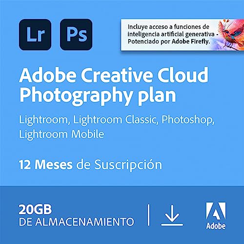 Creative Cloud Photography plan with 20GB | 1 Año | PC/Mac | Código de activación enviado por email