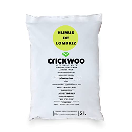 Crickwoo - Humus de Lombriz para Plantas Puro. El Mejor Abono Natural, 5L / 2,8KG, Fertilizante Universal Orgánico, Rico en microorganismos efectivos para Cualquier Tipo de Cultivo