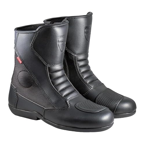 CURVE Botas Motocicleta Magnes WP Negras | Hombre y mujer | Microfibra | Uso urbano | Protecciones tobillo y talón, detalles reflectantes, cremallera y velcro, suela antideslizante | CE | Talla 43