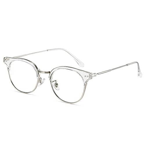 Cyxus Gafas con filtro de luz azul para mujer con ojo de gato, redondas, moda vintage, sin intensidad, protección UV 400 de teléfono móvil, ordenador, 12 plata