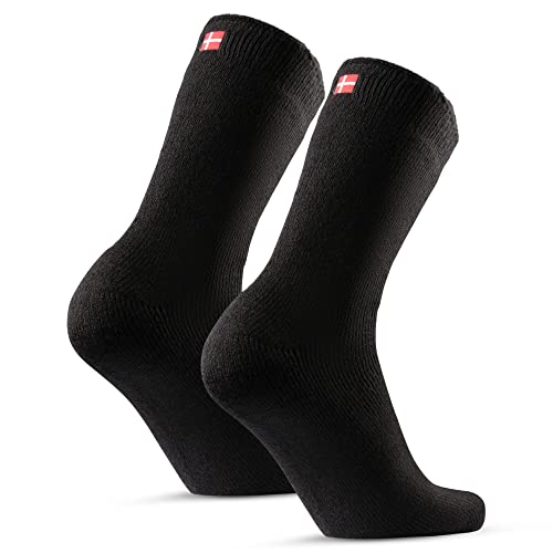 DANISH ENDURANCE Pack de 2 Calcetines Térmicos para Hombres, Aislamiento Térmico e Interior de Forro Polar, Negro, 43-47