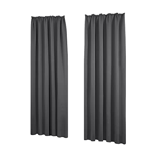 Deconovo Cortinas Salon Modernas Aislantes Térmicas Funcional Estilo Elegante con Doradillas 2 Piezas 140x210cm Gris Oscuro