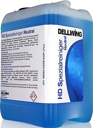 DELLWING HD Special Cleaner Neutral 5L - Limpiador ultrasónico concentrado premium para limpiar vasos, joyas, oro, monedas, vidrio y mucho más.