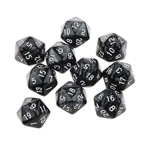 Desconocido 10pcs Juegos de Mesa Dados de Veinte Caras D & D TRPG Padrón de Perla - Negro