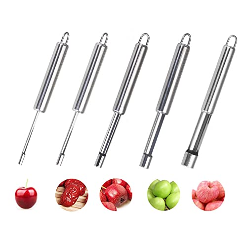 Descorazonador de Fruta, Core Remover, Descorazonador De Manzanas, Acero Inoxidable Core Remove, Removedor De Núcleos Con Filo Afilado Hoja De Cereza De Frutas Hawthorn Red Date Coring- 5 Piezas