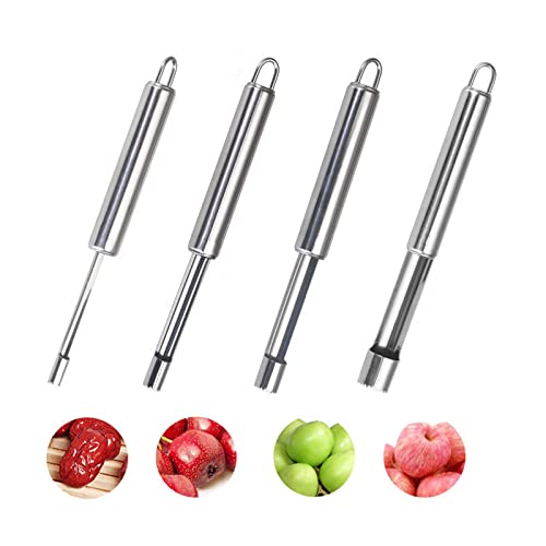 Descorazonador de Fruta, Core Remover, Descorazonador De Manzanas, Acero Inoxidable Core Remove, Removedor De Núcleos Con Filo Afilado Hoja De Cereza De Frutas Hawthorn Red Date Coring-4 Piezas