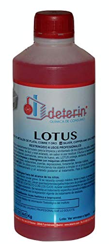 DETERIN, S.A. Lotus Limpiador ultrasonidos latón, Cobre, Oro, Plata, Bronce realza el Brillo Natural de Las Piezas.