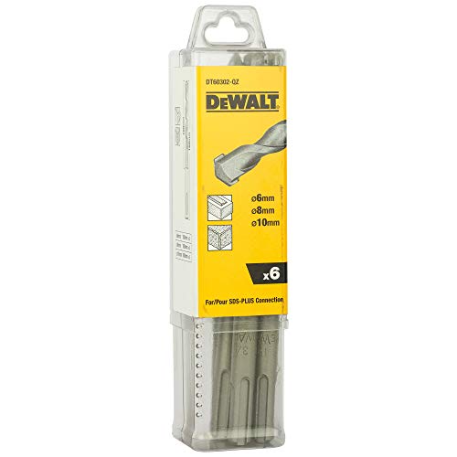 DEWALT DT60302-QZ - Juego de 6 brocas SDS-Plus 2 uds Ø 6,8,10mm x160mm