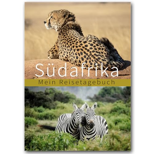 Diario de viaje de Sudáfrica para escribir uno mismo, tu guía personal para rellenar con mucha variedad, citas, fotos increíbles, preparación de viaje, etc. Idea de regalo, DIN A5 Calmondo