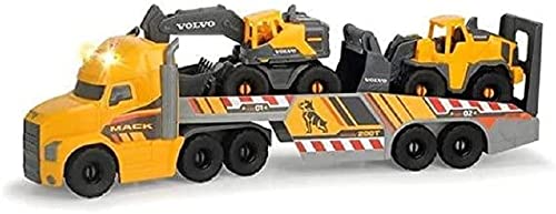 Dickie Toys Volvo Series - Camión Mack Truck de Volvo con Excavadora y Retroexcavadora, para Niños a Partir de 3 Años - 70 cm