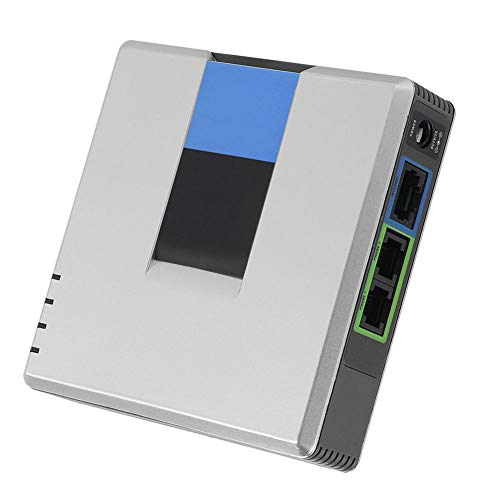 Diyeeni Adaptador de Teléfono VoIP de 2 Puertos, Internet Gateway VoIP Adaptador de Teléfono Analógico de 2 Puertos, Teléfono y Dispositivo VoIP con Cable SIP RJ45 para Linksys PAP2T (UE)