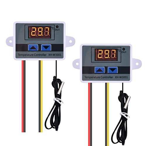 Diymore 2PCS Controlador de Temperatura Digital,AC110V-220V Módulo de Controlador de Temperatura del Termostato W3001 con Sensor