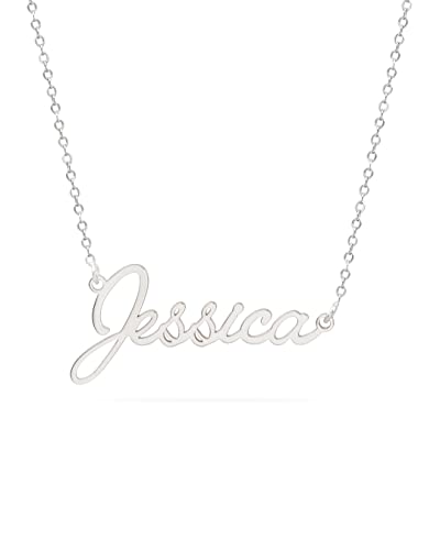 doble aro Colgante Personalizado con Nombre - Plata de Ley 925/1000 para Mujer – Collar Artesanal con Cadena Ajustable - Hecho en España (Modelo Évora, Plata de Ley)