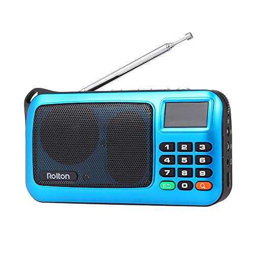 Docooler Rolton FM Radio Digital Portátil USB con Cable Equipo Altavoz Receptor estéreo HiFi con Linterna LED Pantalla Soporte TF Música Play