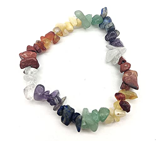 DOJA Barcelona | Pulsera Chip | Pulsera de Chakras | Piedras Energeticas Naturales, Cristales Curativos, Piedras Protectoras | Pulsera Piedras Chakras de la Suerte | Atrae Positividad y Prosperidad