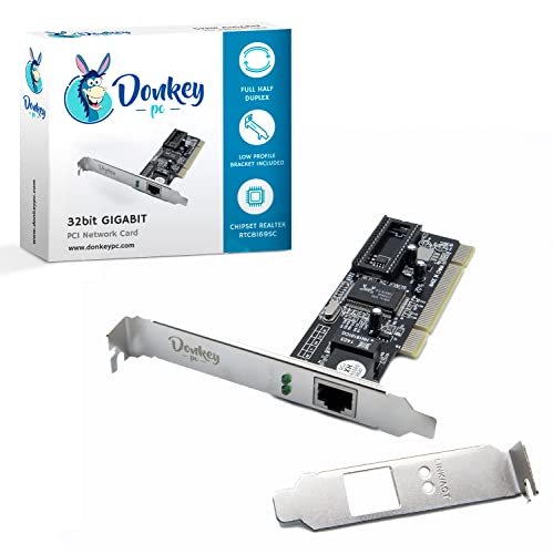 Donkey pc - Tarjeta de Red PCI 1GB GIGABIT de hasta 1000Mbps con Chipset Realtek RTL8169. Tarjeta PCI Gigabit Ethernet RJ45 (10/100/1000 Mbps), Gigabit Ethernet.