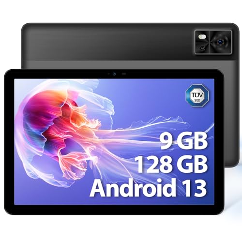 DOOGEE T10E Tablet 10 Pulgadas Android 13 Tablet PC 9GB + 128GB/1TB Tablet, 6580mAh, Octa-Core 4G LTE Dual SIM Tablet, Widevine L1, 8MP/5MP, OTG, Bluetooth 5.0+2.4G/5G WiFi, GPS -Negro