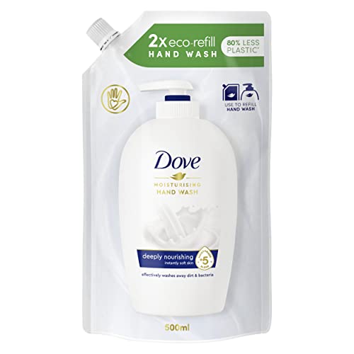 Dove Recarga Jabón Líquido de Manos Hidratación Profunda con 5 Hidratantes para Todo Tipo de Pieles, 500 ml