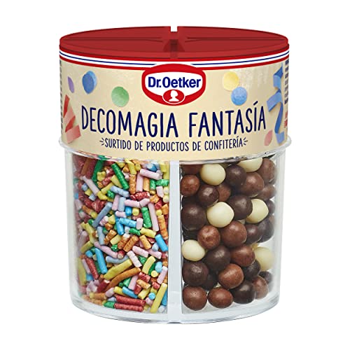 DR. OETKER - Decomagia Fantasía 78 g, Surtido de 4 Tipos de Topping para Confitería y Repostería, Textura Crujiente, Decoración Creativa para Tartas