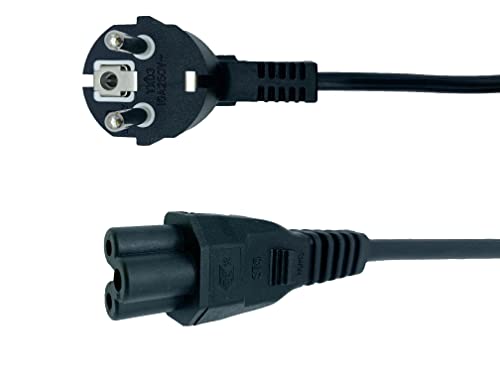 D.Square- Cable de Alimentación 1.8m para Portátiles, 3Pin AC Enchufe UE a C5, 10A 250V para Cargadores de Ordenador portátil, Escáneres, Impresoras, Monitores de TV LED