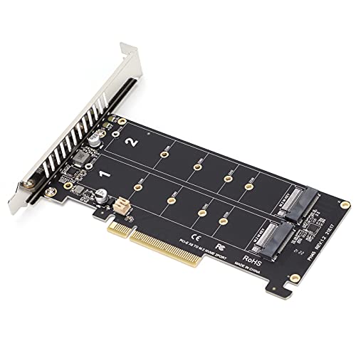 Dual M.2 NVMe SSD a PCIE Tarjeta Adaptadora X8 M Key Disco Duro Convertidor Lector Tarjeta de Expansión Compatible con la Función PCIE Split Modo PCIE X4X4X4 o 4X4(ph45)