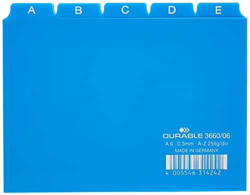 Durable 366006 Registro de guía A - Z, A6 paisaje, 1 pieza, azul