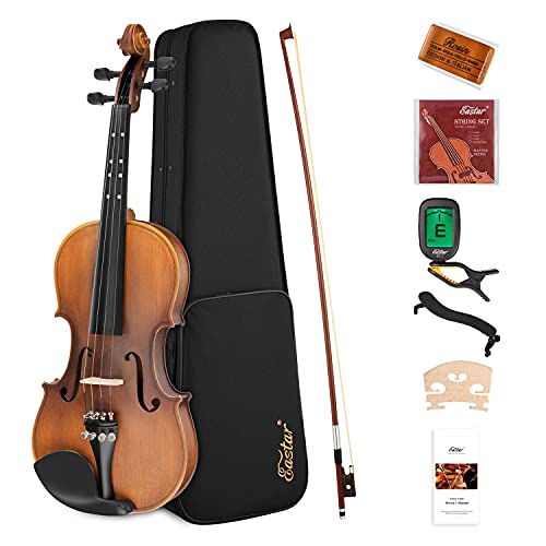 Eastar Violín 4/4 Conjunto de Violines para Niños Adultos Kit Violin con Afinador Custodia Arco Cuerdas otros Accessories (EVA-3)