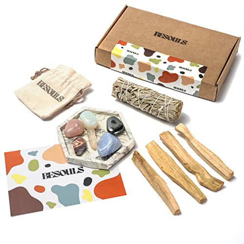 Edición Premium Ritual Esencial para Tus Nuevos Comienzos: 4 Palo Santo + 1 Salvia Blanca + 6 Piedras Protectoras + Bandeja Artesanal + QR Guía Digital, tu Cambio Comienza Hoy Edición Premium Ritual Esencial para Tus Nuevos Comienzos: 4 Palo Santo + 1 Salvia Blanca + 6 Piedras Protectoras + Bandeja Artesanal + QR Guía Digital, tu Cambio Comienza Hoy