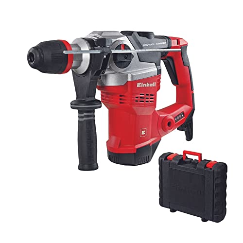 Einhell Taladro de impacto con cable - TE-RH 38 E. 240 V, 1050 W, velocidad 0-500 1/min, velocidad de soplado 0-4,100 1/min, portaherramientas SDS-Max, control de presión. Incluye maletín