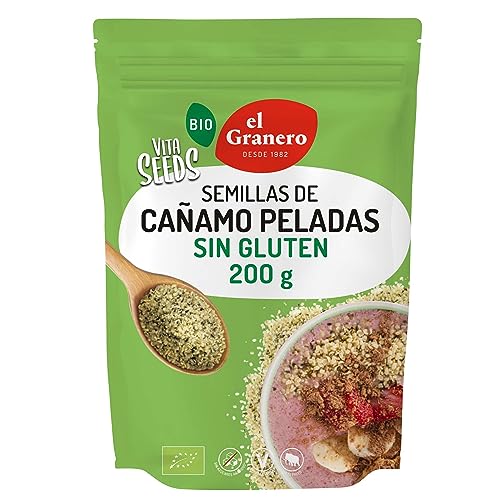 El Granero Integral - Vita Seeds Semillas de Cáñamo Pelado BIO - 200 g - Fuente de Proteínas y Ácidos Grasos Omega-3 - Rico en Hierro y Magnesio - Regula el Azúcar en la Sangre - Apto para Veganos