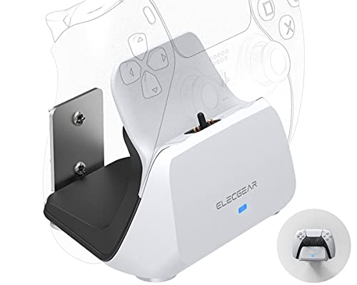 ElecGear PS5 Mando Estación de Carga Solo, Soporte de Pared y Escritorio USB Cargador para Controlador Inalámbrico Playstation 5 DualSense