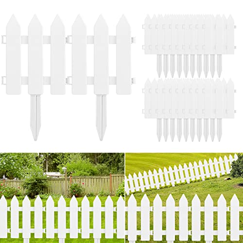 ELECLAND Valla de piquete de jardín de 22 piezas con inserto de plástico, blanca, Bordes de césped, Macizos de flores y plantas Decorativos