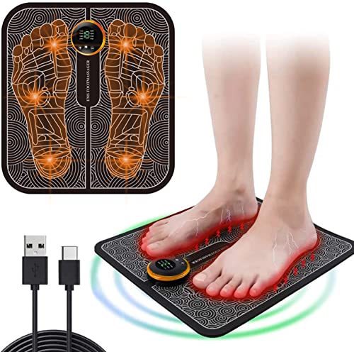 EMS para Masaje de pies, Masajeador Plantar Eléctrico, Masajeador USB portátil, Masajeador Plegable recargable, con 8 modos 19 niveles de fuerza