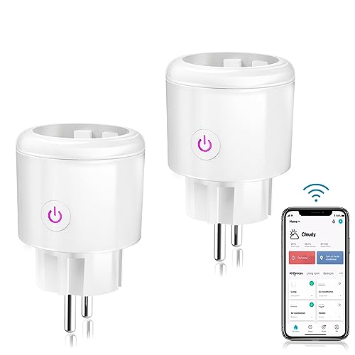 Enchufe Inteligente Wi-Fi 16A, con Monitor de Consumo, Horarios y Temporizadores, No Necesita HUB, Compatible con Alexa y Google Home, No Necesita HUB 2 PCS, Blanco, 2 pack