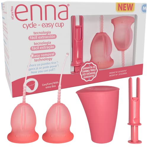 enna Cycle EASY Talla M - 2 Copas Menstruales + Aplicador + Caja Esterilizadora y de transporte