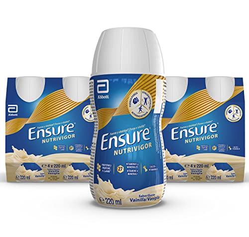 Ensure Nutrivigor - Complemento Alimenticio para Adultos, con HMB, Proteínas, Vitaminas y Minerales, como el Calcio - Sabor Vainilla - Pack de 8 Botellas x 220 ml