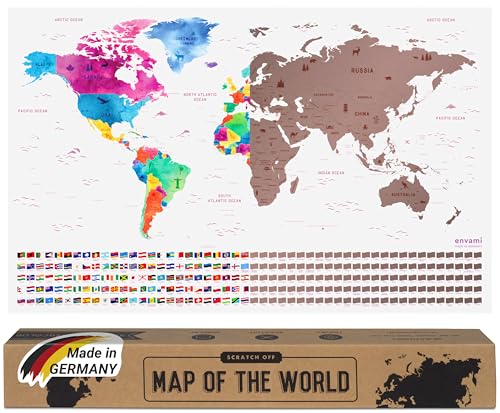 envami® Mapa Mundi Rascar I Mapas del Mundo para Marcar Viajes I 68 X 43 CM I Oro Rosa I Scratch Off Travel Map