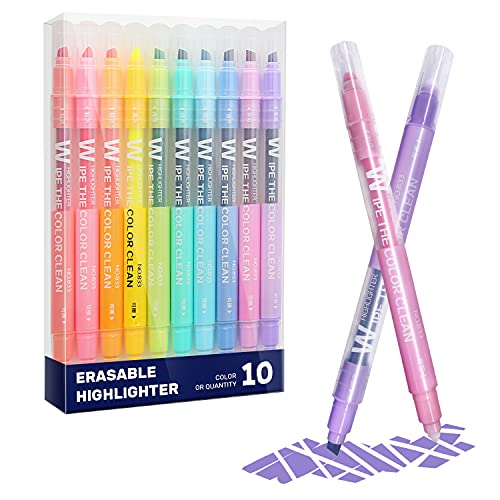 EooUooIP Resaltador Borrable, Subrayadores Pastel Con Cabezas Gruesas Y Finas Para Una Escritura Suave, Punta De Cincel, 10 Colores Diferentes