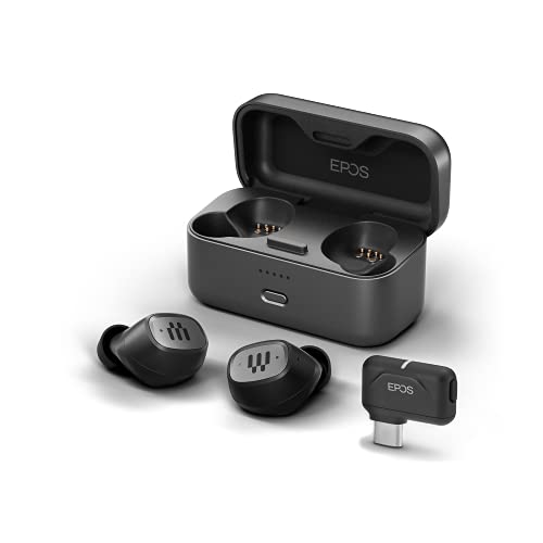 EPOS GTW 270 Auriculares intrauditivos inalámbricos híbridos para juegos con dongle de baja latencia para juegos en movimiento, teléfonos celulares, PC y PS5, compatibles con Android