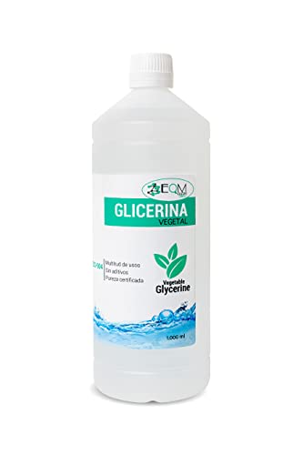 EQM Soluciones Químicas | ECO-904 | 1L | Glicerina Vegetal Líquida | Grado farmacéutico | Hidratante natural cabello y piel | Ideal para jabones, champús, cremas, etc.