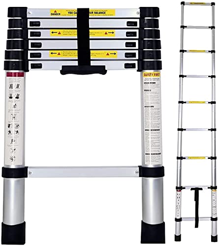 Escalera Telescópica de Aluminio Multiusos Portátil Plegable Extensible - 2.6m, TLV-AM-TL26