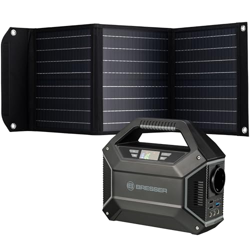 Estación de Energía Solar de 100W y Panel Solar Portátil de 40W, Cargador de Emergencia para Acampar, Generador de Energía Renovable, Cargador USB, Bresser