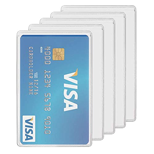 Estuche para tarjetas de identificación, juego de 5, cubierta protectora transparente para tarjetas bancarias, tarjetas de crédito, licencia de conducir, etc.