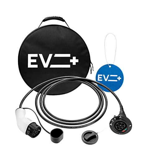 EV + Extensor para Coche Eléctrico Tipo 2 a Tipo 2 IEC62196, 5 Metros Cargadores de Coches Eléctricos EV PHEV, Cargador de Vehículo Portátil, Cable de Carga Monofásico 32A (7.2 kW) Negro, Estuche